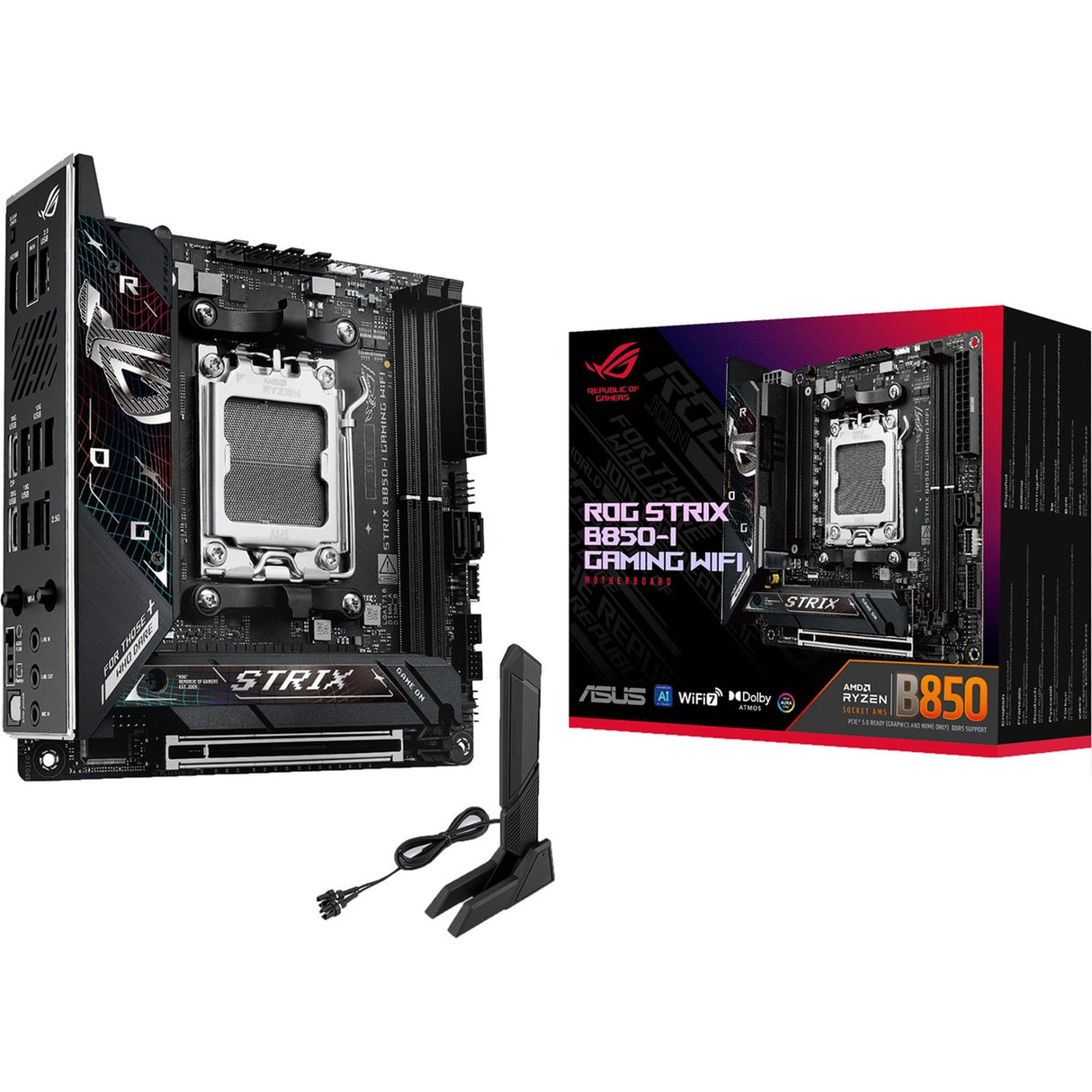 Asus ROG Strix B850-I Gaming Wi-Fi Sockel AM5 Motherboard (2,5 GB-LAN, Wi-Fi 7, BT, Sound, Mini-ITX)
