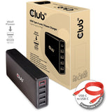 Club 3D USB-Ladegerät Typ A und C, 5 Anschlüsse bis zu 111 W (Schwarz)