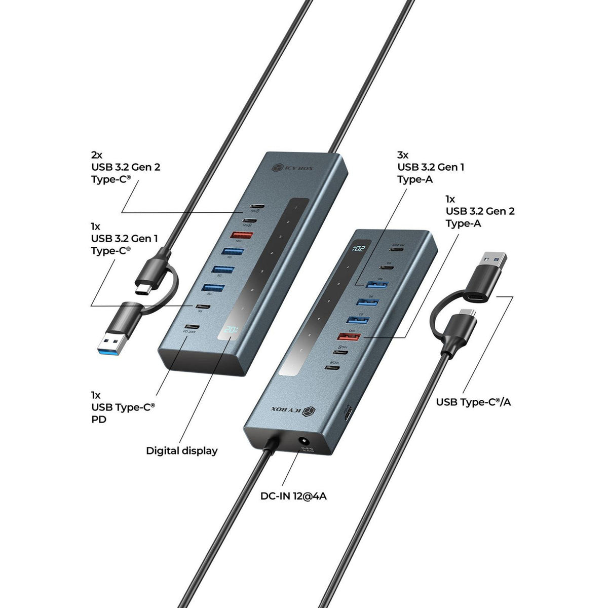 Icy Box ib-hub1743-cpd 9-in-1-Hub-Dockingstation (blau)