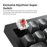 Keychron v1w-d1 8k qmk wired custom mechanical keyboard (zwart, us lay-out (qwerty), super red, 75%, rgb leds, double-shot pbt, hot swap, 8k, knop)