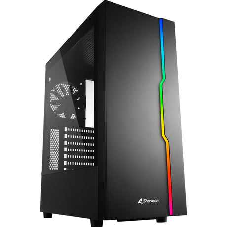 Sharkoon RGB Slider Midi-Tower-Gehäuse (schwarz | 3x USB-A | RGB | gehärtetes Glas)