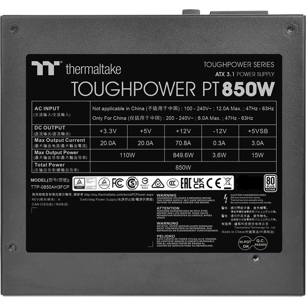 Thermaltake toughpower pt modulaire 850 watt voeding (1x 12v-2x6, 4x pcie)