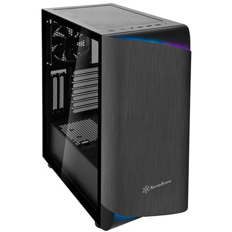 Silverstone Seta A1 Midi Tower Gehäuse (schwarzes Titan | 2x USB-A | 1x USB-C | RGB | gehärtetes Glas)