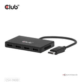 Club 3d displayport quad monitor hub mst 4x 4k30hz displayport splitter (zwart)