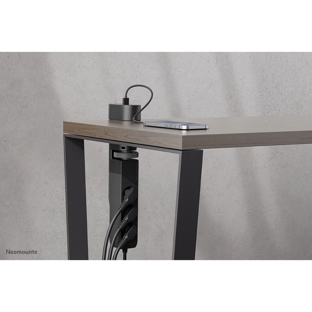 Neomounts ds22-840bl6 Tischsteckdose mit Klemme, 1,4 m, Innenbereich, Typ F, Kunststoff, schwarz, Stromversorgung