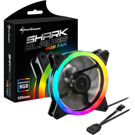Sharkoon Shark Blades RGB-Gehäuselüfter (schwarz, 120 x 120 x 25 mm)