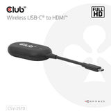Club 3D Kabelloser USB-C-zu-HDMI-Sender- und Empfängeradapter (Schwarz)