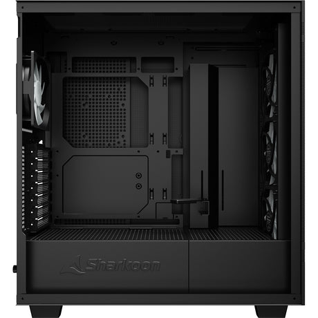 Sharkoon Rebel C50 schwarzes RGB-Midi-Tower-Gehäuse (schwarz | 2x USB-A | 1x USB-C | RGB | gehärtetes Glas)