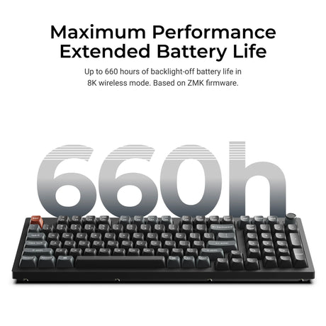 Keychron V5 Ultra 8K kabellose, benutzerdefinierte mechanische Tastatur (Schwarz, US-Layout (QWERTY), Seidenbommelbraun, 96 %, RGB, Hot-Swap, 2,4 GHz | Bluetooth 5.3 | USB-C)