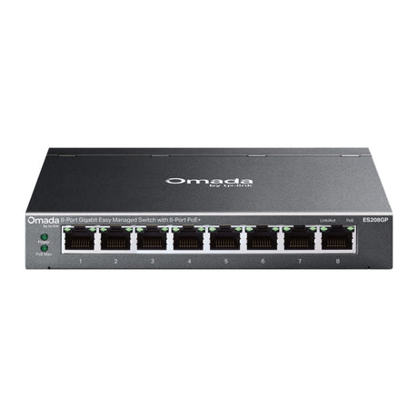 Tp-link omada es208gp 8-poort gigabit easy managed switch (zwart, 8x poe+)