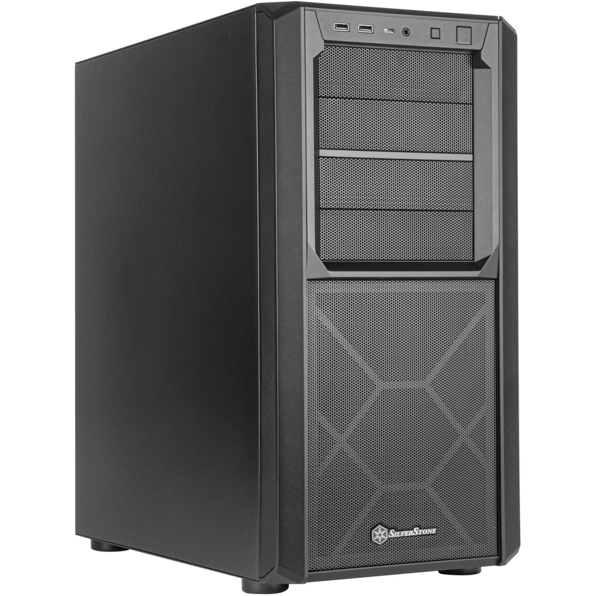 Silverstone sst-sed1-b Midi-Tower-Gehäuse (schwarz | 2x USB-A | 1x USB-C)