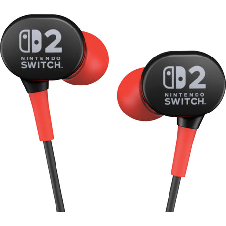 Powera kabelgebundene Ohrhörer für Nintendo Switch 2 In-Ear (schwarz rot, Nintendo Switch 2, Nintendo Switch, Nintendo Switch – OLED-Modell, Nintendo Switch Lite)
