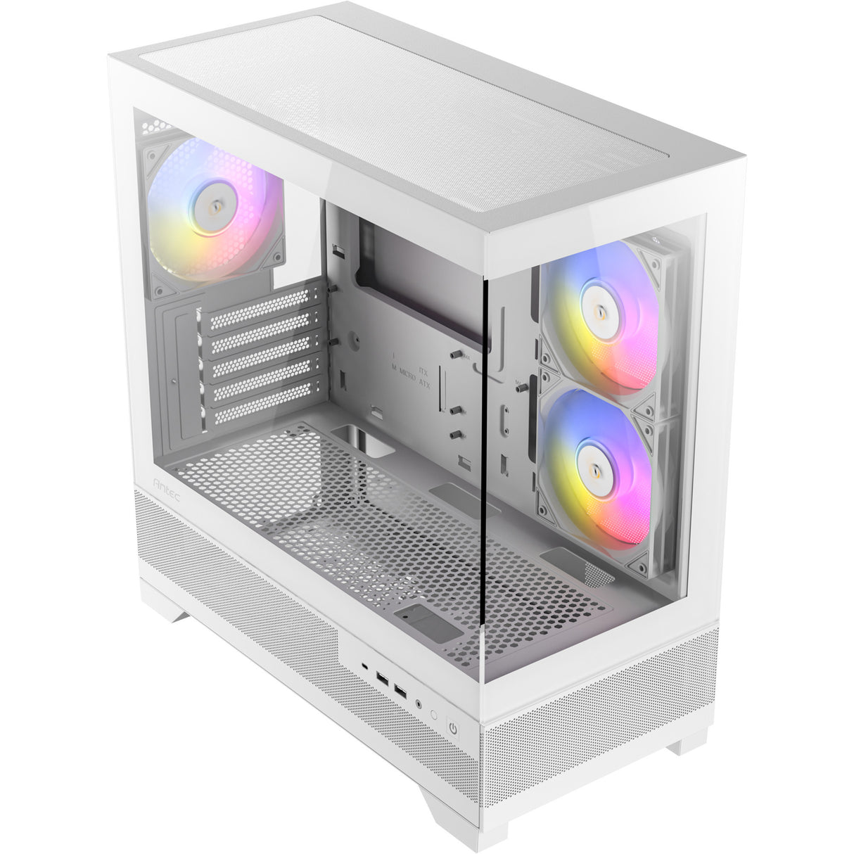 Antec cx500m argb Mini-Tower-Gehäuse (weiß | 2x USB-A | 1x USB-C | gehärtetes Glas)