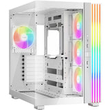 Ruhig sein! Lichtsockel 600 lx Midi-Tower-Gehäuse (weiß | 2x USB-A | 1x USB-C | RGB | gehärtetes Glas)