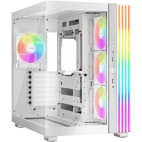 Ruhig sein! Lichtsockel 600 lx Midi-Tower-Gehäuse (weiß | 2x USB-A | 1x USB-C | RGB | gehärtetes Glas)