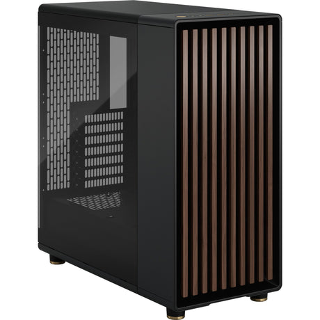 Fractal Design North Midi-Tower-Gehäuse (schwarze Holzfarbe | 2x USB-A | 1x USB-C | gehärtetes Glas)