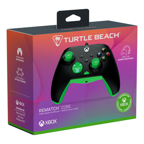 Turtle Beach Rematch Core Wired Controller (Schwarz Grün, Xbox Series X|S, Xbox One, PC)