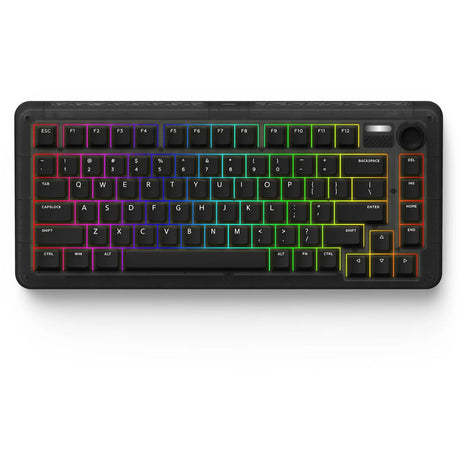 Iqunix ZX75 Dark Side kabellose mechanische Tastatur (schwarz, US-Layout (QWERTZ), Gateron-Rot, 75 %, RGB-LEDs, Hot-Swap-fähig, Double-Shot-PBT, 2,4 GHz | Bluetooth 5.1 | USB-C)