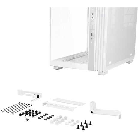 Ruhig sein! Lichtsockel 600 lx Midi-Tower-Gehäuse (weiß | 2x USB-A | 1x USB-C | RGB | gehärtetes Glas)