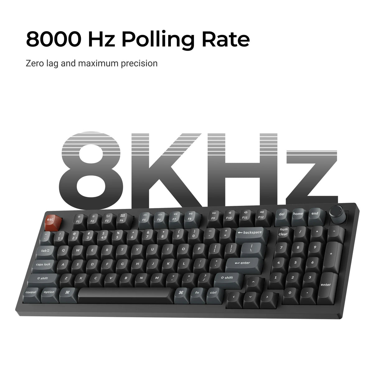 Keychron v5 ultra 8k wireless custom mechanical keyboard (zwart, us lay-out (qwerty), silk pom brown, 96%, rgb, hot swap, 2.4 ghz | bluetooth 5.3 | usb-c)