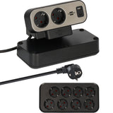 Brennerstuhl brennerstuhl®estilo Duplex-Steckdose, 1x USB C, 1x USB A, 10x Schutzkontaktsteckdosen, Silber Schwarz - 1153580200