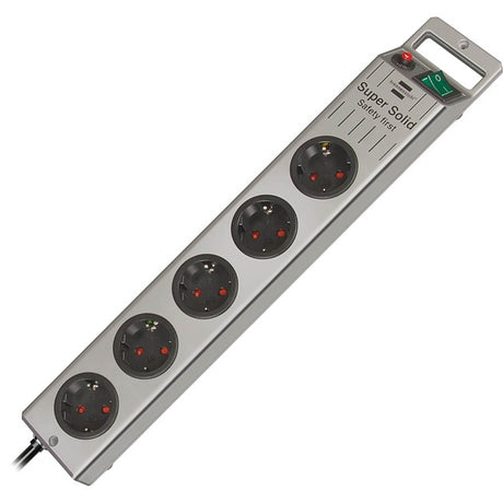Brennerstuhl Super-Solid-Line-Steckdose 5-fach silber 2,5m h05vv-f 3g1,5