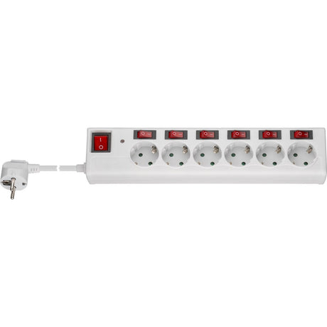 Goobay 6-fach Steckdosenleiste mit Schalter-Steckdosenleiste (weiß, Kabel 1,5 Meter)