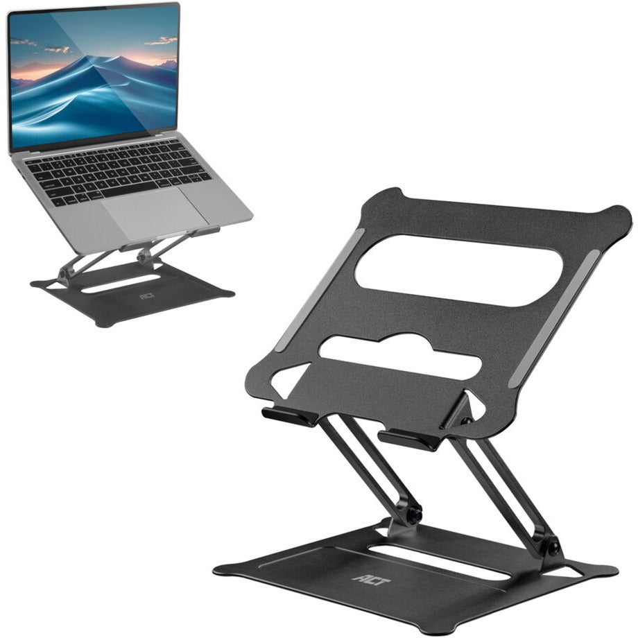 Act Connectivity Laptopständer, Aluminium, klappbar, stufenlos höhenverstellbar (schwarz)