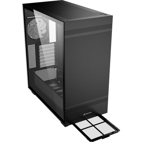 Sharkoon Rebel C50 schwarzes RGB-Midi-Tower-Gehäuse (schwarz | 2x USB-A | 1x USB-C | RGB | gehärtetes Glas)