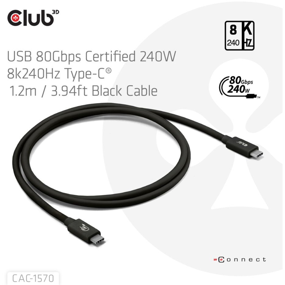 Club 3D USB-C 80 Gbit/s zertifiziert 240 W 8K 240 Hz