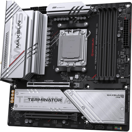 Maxsun MS-Terminator B850M Pro WiFi Sockel AM5 Mainboard (schwarz, RAID, 2,5 GB-LAN, WLAN, BT, Sound, µATX)