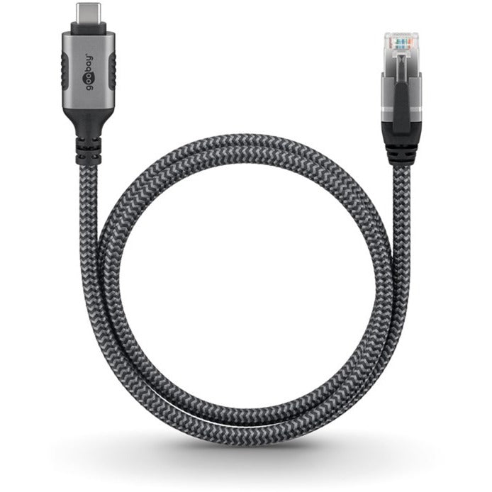 Goobay Netzwerkadapter USB-C 3.2 gen1 auf RJ-45 (Schwarz Silber, 2 Meter)