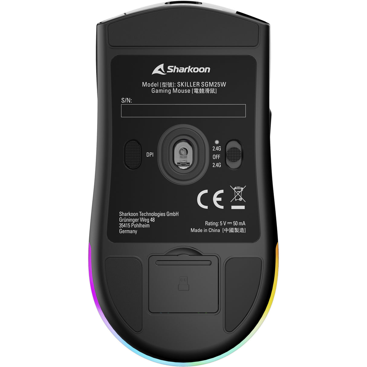 Sharkoon SGM25W Gaming-Maus (schwarz, 12.000 dpi, RGB-LEDs)