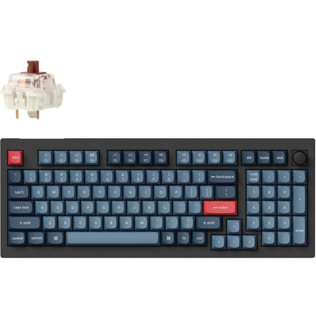 Mechanische Tastatur Keychron V5 Max-D3 RGB (Schwarz, US-Layout (QWERTY), Gateron Jupiter Brown, 96 %, RGB-LEDs, Double-Shot PBT, Hot Swap, 2.4 | Bluetooth | USB-C, Knopf)