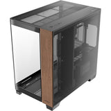 Antec C8 Curve Wood Midi-Tower-Gehäuse (schwarze Holzfarbe | 2x USB-A | 1x USB-C | gehärtetes Glas)