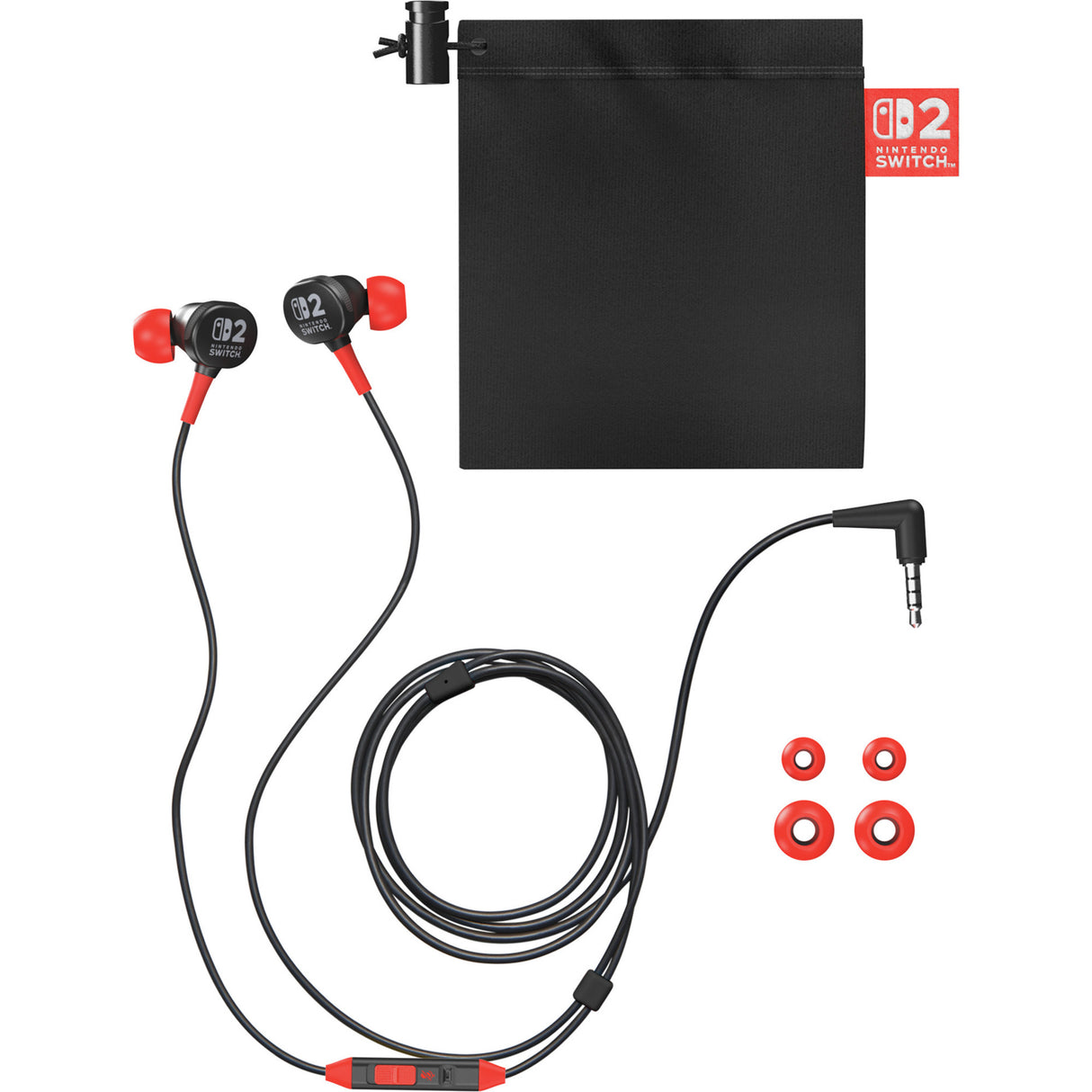 Powera kabelgebundene Ohrhörer für Nintendo Switch 2 In-Ear (schwarz rot, Nintendo Switch 2, Nintendo Switch, Nintendo Switch – OLED-Modell, Nintendo Switch Lite)