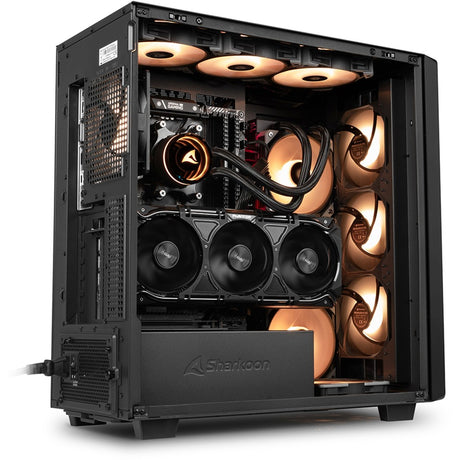 Sharkoon Rebel C70M RGB Midi-Tower-Gehäuse (schwarze Holzfarbe | 2x USB-A | 1x USB-C | RGB)