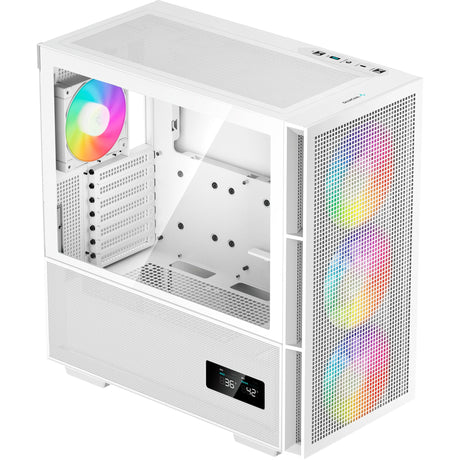 Deepcool ch560 digitales Midi-Tower-Gehäuse (weiß | 1x USB-A | 1x USB-C | RGB | gehärtetes Glas)