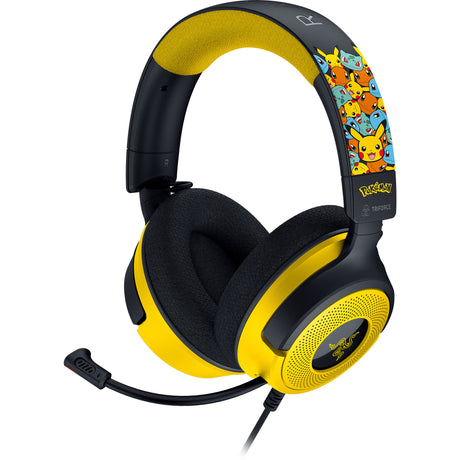 Razer kraken v4 x - pokémon edition over-ear gaming headset (zwart geel, pc, playstation 5, nintendo switch)