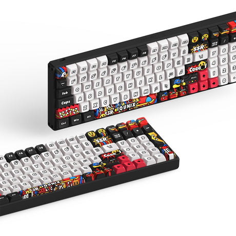 Iqunix F97 Graffiti Diary kabellose mechanische Tastatur (schwarz, US-Layout (QWERTY), Cherry MX Brown, 96 %, RGB-LEDs, Hot-Swap-fähig, PBT, 2,4 GHz | Bluetooth 5.1 | USB-C)