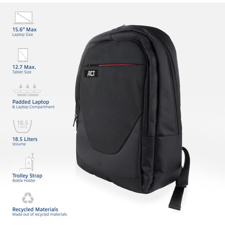 Act Connectivity Suburb Rucksack für Laptops bis 15,6 Zoll (schwarz)