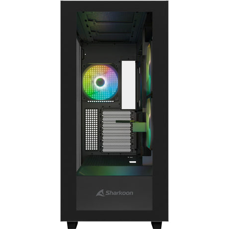 Sharkoon Rebel C60 RGB Midi-Tower-Gehäuse (schwarz | 2x USB-A | 1x USB-C | RGB | gehärtetes Glas)