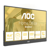 Aoc 16t20e2 15.6 monitor (zwart, 1x mini hdmi, 1x usb-c, audio)