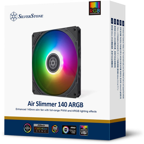 Silverstone Air Slimmer 140 ArGB Gehäuselüfter (schwarz, 140 x 15 x 140 mm, PWM)