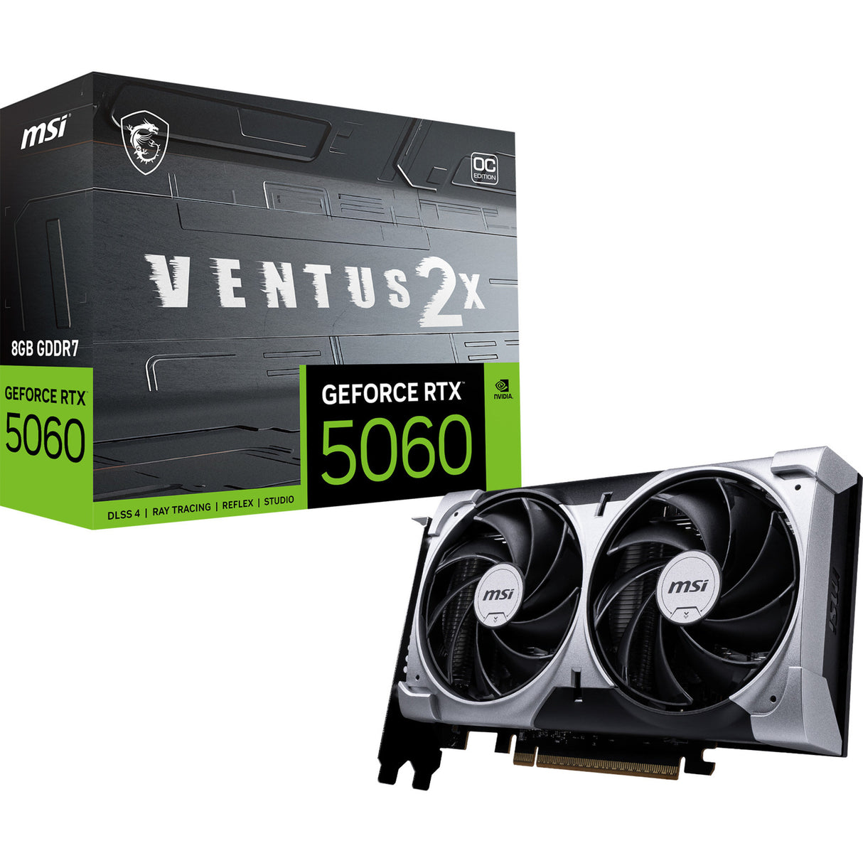 MSI GeForce RTX 5060 8G Ventus 2x OC Grafikkarte (3x Display Port, 1x HDMI)