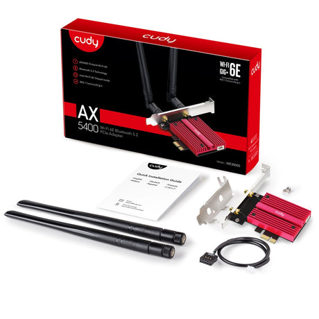 Cudy AX5400 Wi-Fi 6e Bluetooth 5.3 PCI-E WLAN-Adapter (Rot)
