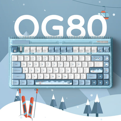 Iqunix OG80 Wintertide kabellose mechanische Tastatur (Hellblau, US-Layout (QWERTY), Iqunix Moonstone, 80 % (TKL), RGB-LEDs, Hot-Swap-fähig, PBT, 2,4 GHz | Bluetooth 5.1 | USB-C)