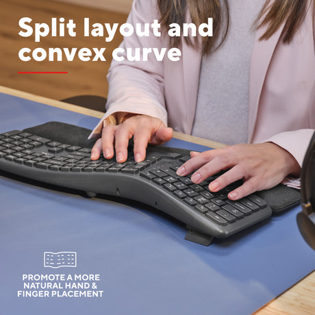 Trust keyra ergonomisch draadloos toetsenbord (zwart, us lay-out (qwerty), 100%, 2.4 ghz usb | bluetooth)