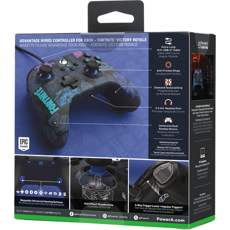 Powera Advantage Controller mit Kabel für die Xbox Series x|s – Fortnite: Victory Royale (dunkelblau, Xbox Series x|s, Xbox One, PC)