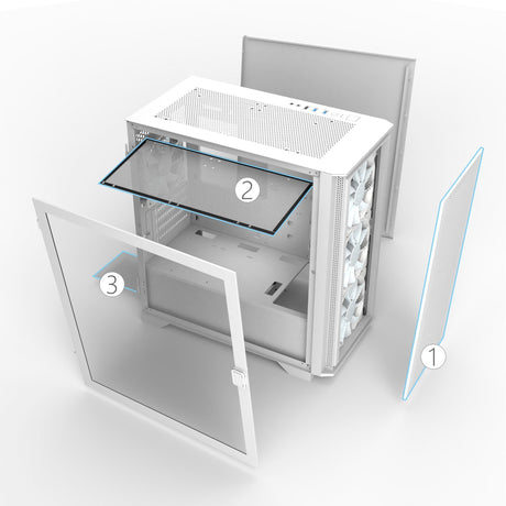 Montech Air 100 ArGB Mini-Tower-Gehäuse (weiß | 3x USB-A | gehärtetes Glas)
